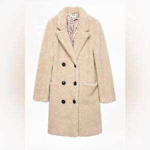ZADIG & VOLTAIRE Selena Gomez Teddy Mint Coat Small Cream Sherpa Shearling Beige
